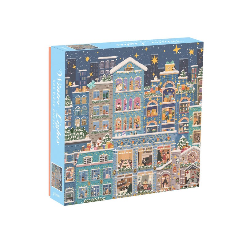 Christmas Snow Winter Lights Puzzle 500 Piece With Gold Foil Reflective Atmosphere Ornaments Puzzle Decompression Toy Birthday Gift - Image 1